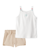 Toddler 2-Piece Seashell Ribbed Tank Top & Pom Pom Dolphin Shorts Set - Ivory/Tan

, image 1 of 10 slides