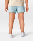 Toddler 2-Piece Floral Ribbed Tank Top & Pom Pom Dolphin Shorts Set - Turquoise, image 7 of 8 slides