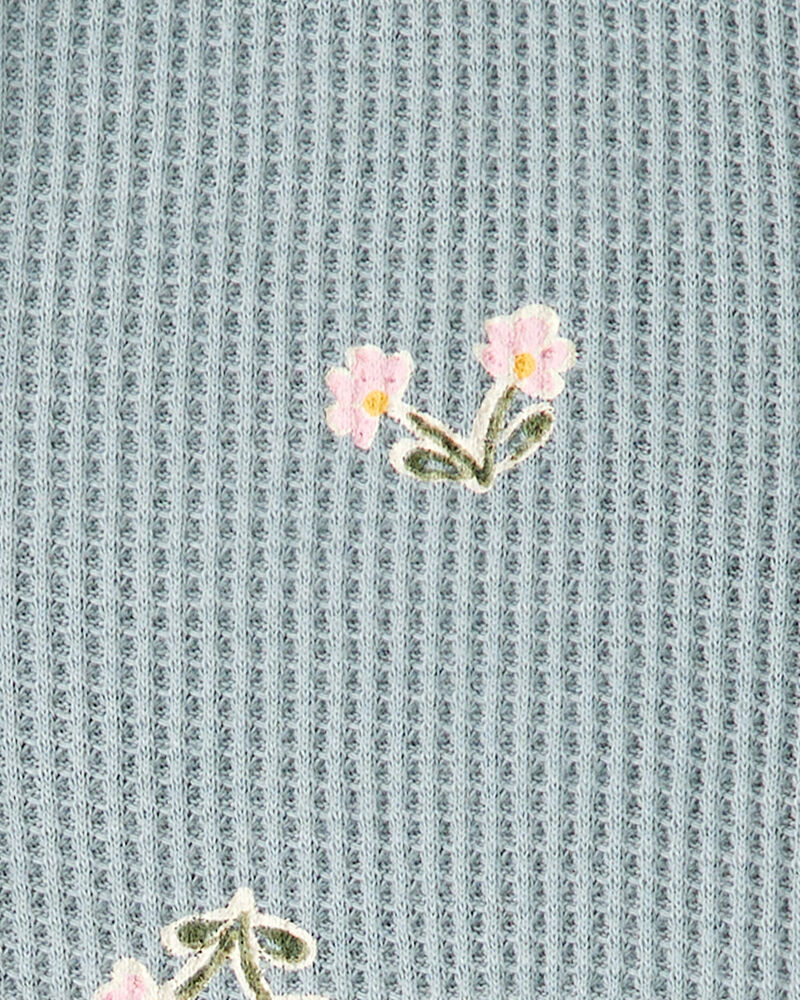 Baby Floral Waffle Knit Bodysuit Dress - Green, image 3 of 4 slides