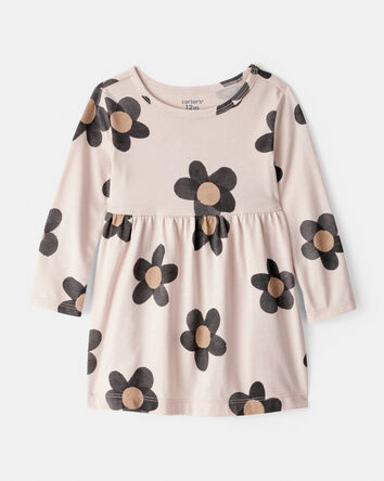 Baby Girl Floral Print Long-Sleeve Dress - Ivory, 