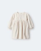 Toddler Girl Long-Sleeve Corduroy Dress - Cream, image 2 of 7 slides