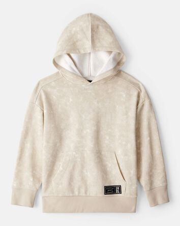 Boys French Terry Acid Wash Hoodie - Ivory, 