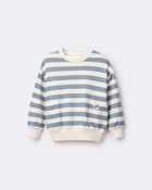 Toddler 'Hey!' Striped Otter Sweatshirt&trade; with Pockets - Blue/Cream, image 2 of 7 slides