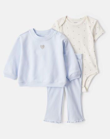 Baby Girl 3-Piece Heart Print Pullover Set, 