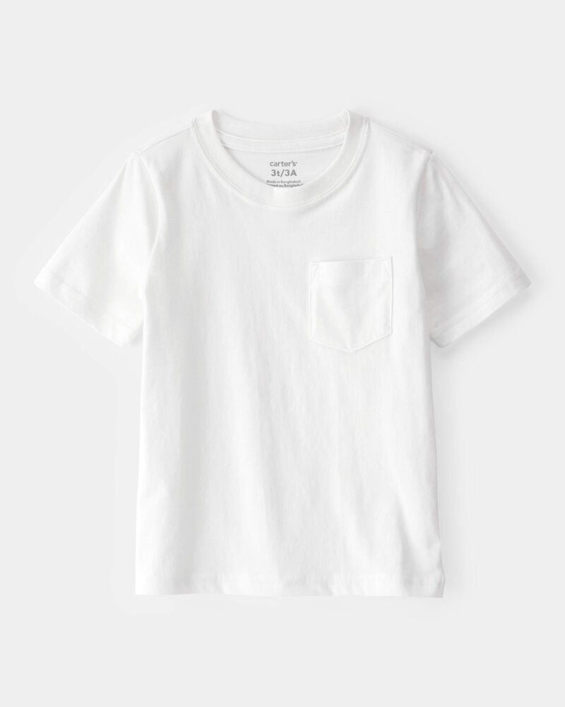 Toddler Solid Short-Sleeve Pocket Tee - White, image 1 of 3 slides