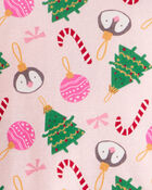 Baby Girl Pink Ornaments 100% Cotton Long-Sleeve Snug Fit 2-Piece Pajamas - Pink, image 2 of 3 slides