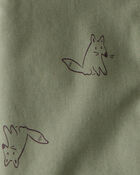 Toddler Boy Racoon Print Cotton Long-Sleeve Hooded Button-Down Shirt - Green, image 2 of 3 slides