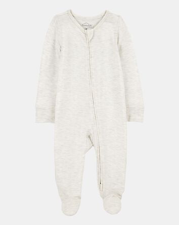 Baby Solid 2-Way Zip PurelySoft Sleep & Play Pajamas - Grey, 