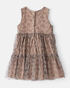 Toddler Girl Leopard Print Sleeveless Tulle Occasion Dress - Brown, image 2 of 4 slides