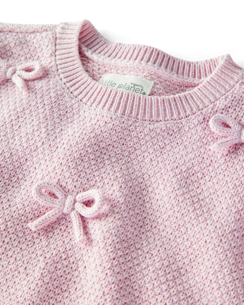 Baby Girl 2-Piece Organic Cotton Bow Sweater Knit Set, image 2 of 4 slides