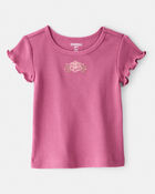 Baby Girl Flower Cotton Short-Sleeve Top - Pink, image 1 of 4 slides