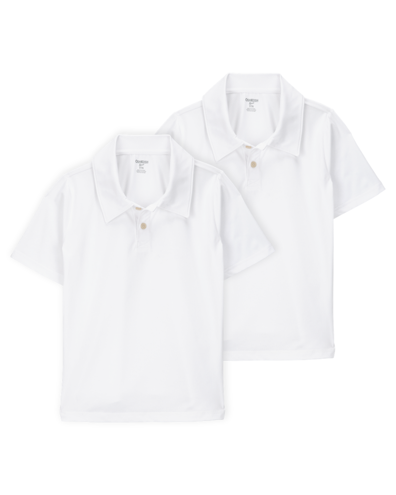 Kid 2-Pack Active Uniform Polo Shirts in Moisture Wicking BeCool&trade; Fabric - White, image 1 of 3 slides