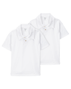 Kid 2-Pack Active Uniform Polo Shirts in Moisture Wicking BeCool&trade; Fabric - White, image 1 of 3 slides