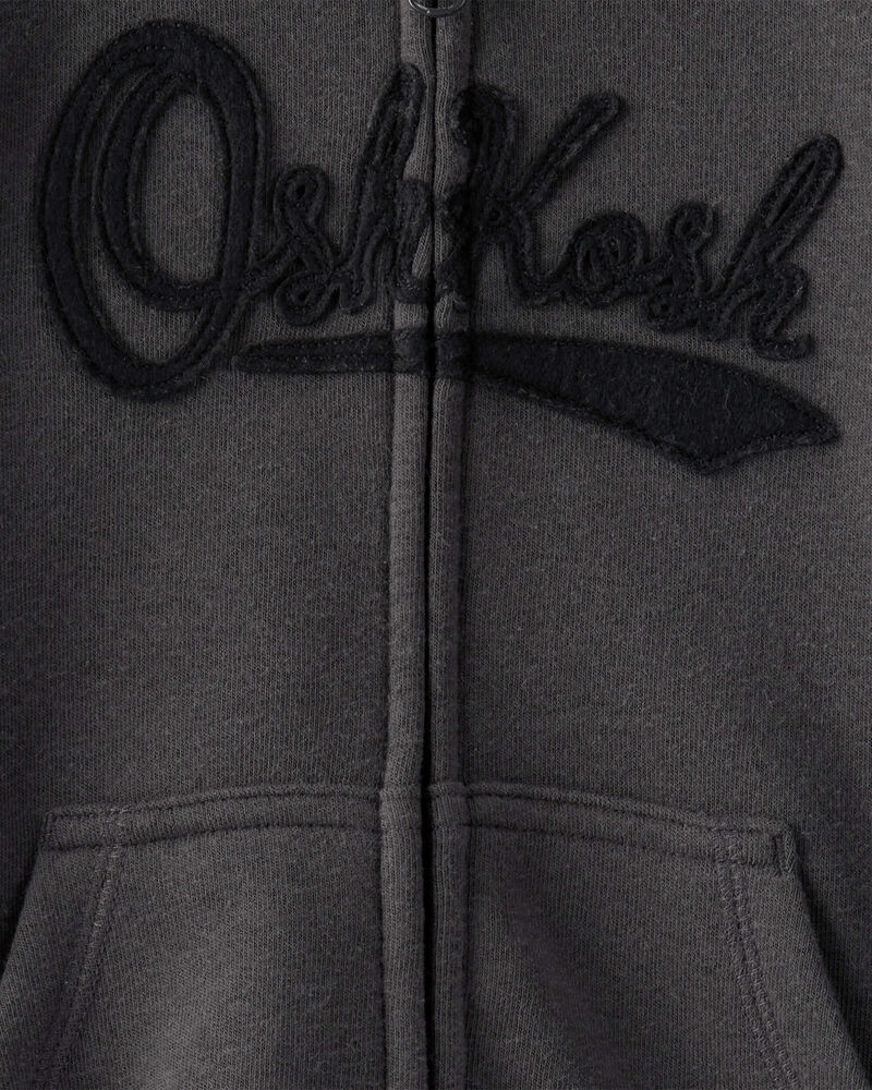 Toddler Boy OshKosh Logo Fleece Zip Jacket - Black, image 2 of 3 slides