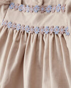 Baby Girl Corduroy Long-Sleeve Dress - Brown, image 3 of 6 slides