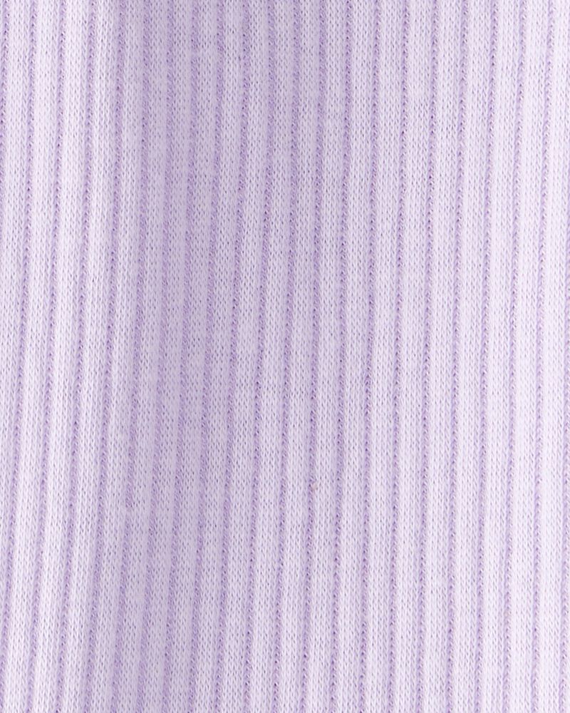 Baby Girl 2-Piece Winter Print Top & Stretch Rib Leggings Set - Cream/Purple, image 6 of 6 slides