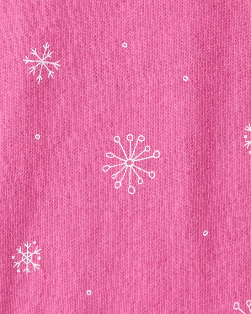 Toddler Girl Snowflake Print Long-Sleeve Pocket Tee - Pink, image 2 of 3 slides