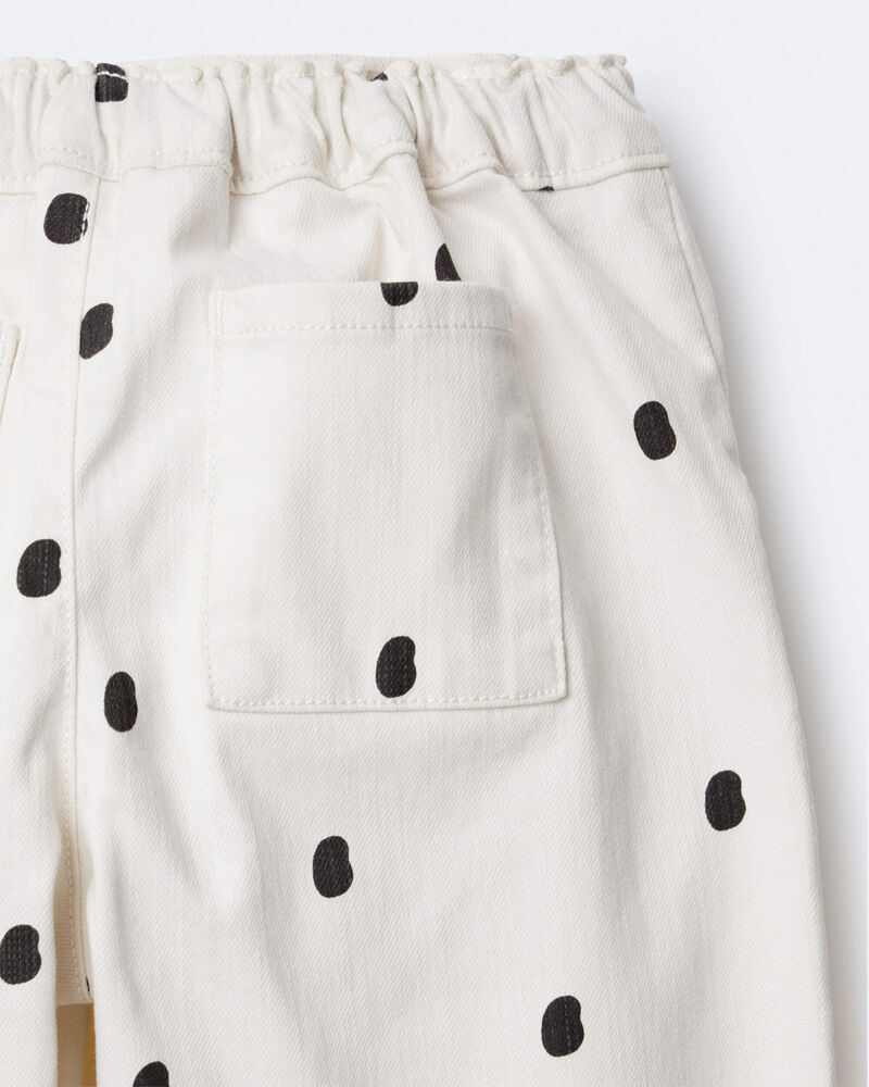 Toddler Girl Polka Dot Cuffed Barrel Pant - Ivory, image 7 of 7 slides