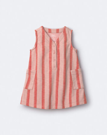 Toddler Girl Striped Pocket Dress - Orange, 