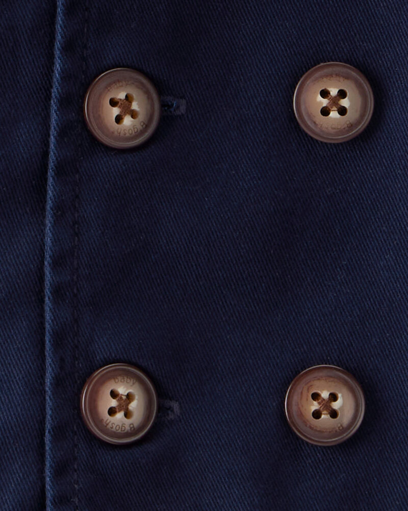 Baby Twill 100% Cotton Button-Down Jacket - Navy, image 2 of 3 slides