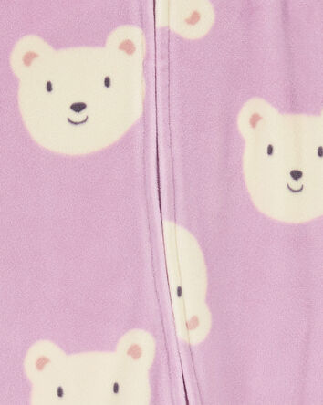 Baby Girl Bear Print Loose Fit Long-Sleeve Sleep & Play Pajamas - Purple, 