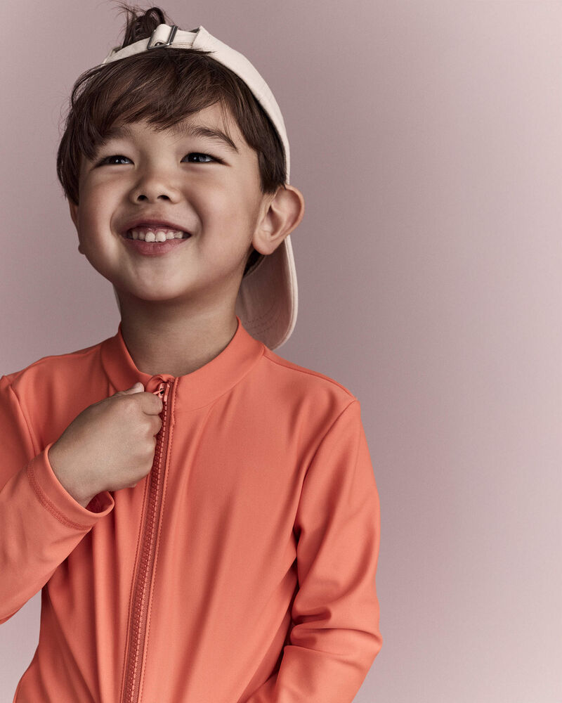 Toddler Full-Zip Long-Sleeve Rashguard - Orange, image 4 of 6 slides