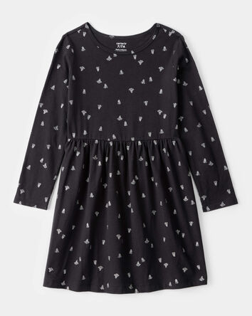 Girls Halloween Ghost Long-Sleeve Dress - Black, 