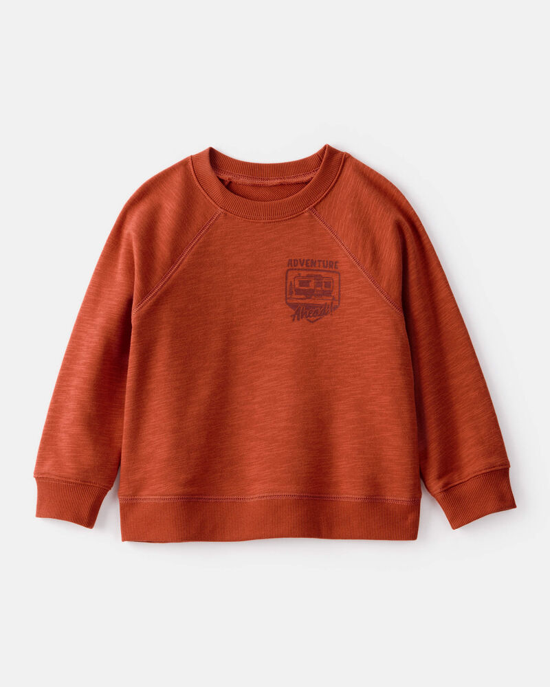 Toddler Boy Adventures French Terry Pullover Sweatshirt - Orange, image 1 of 5 slides