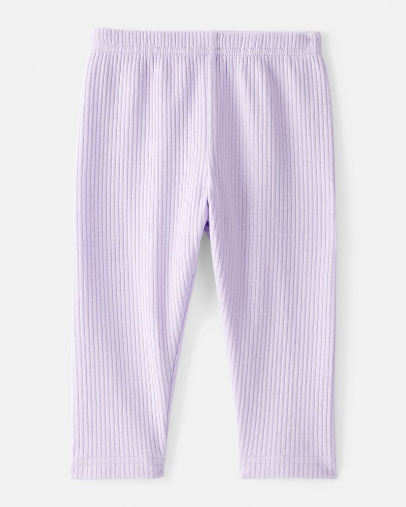 Baby Girl Pull-On Stretch Rib Leggings - Purple, image 2 of 4 slides