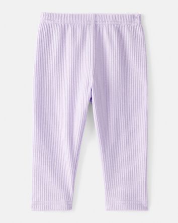 Baby Girl Pull-On Stretch Rib Leggings - Purple, 