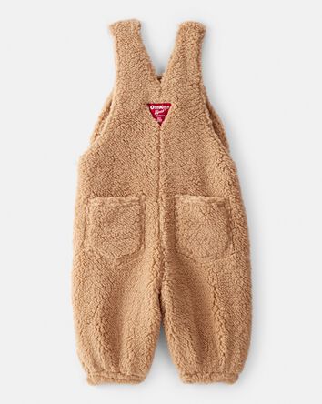 Baby Teddy Fleece Overalls - Brown, 
