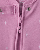 Baby Girl Cowgirl Print 100% Cotton Long-Sleeve 2-Way Zip 1-Piece Pajamas - Pink, image 3 of 5 slides