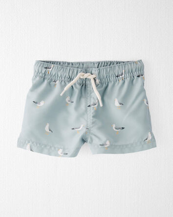 Baby Boy Recycled Seagull-Print Swim Trunks, 