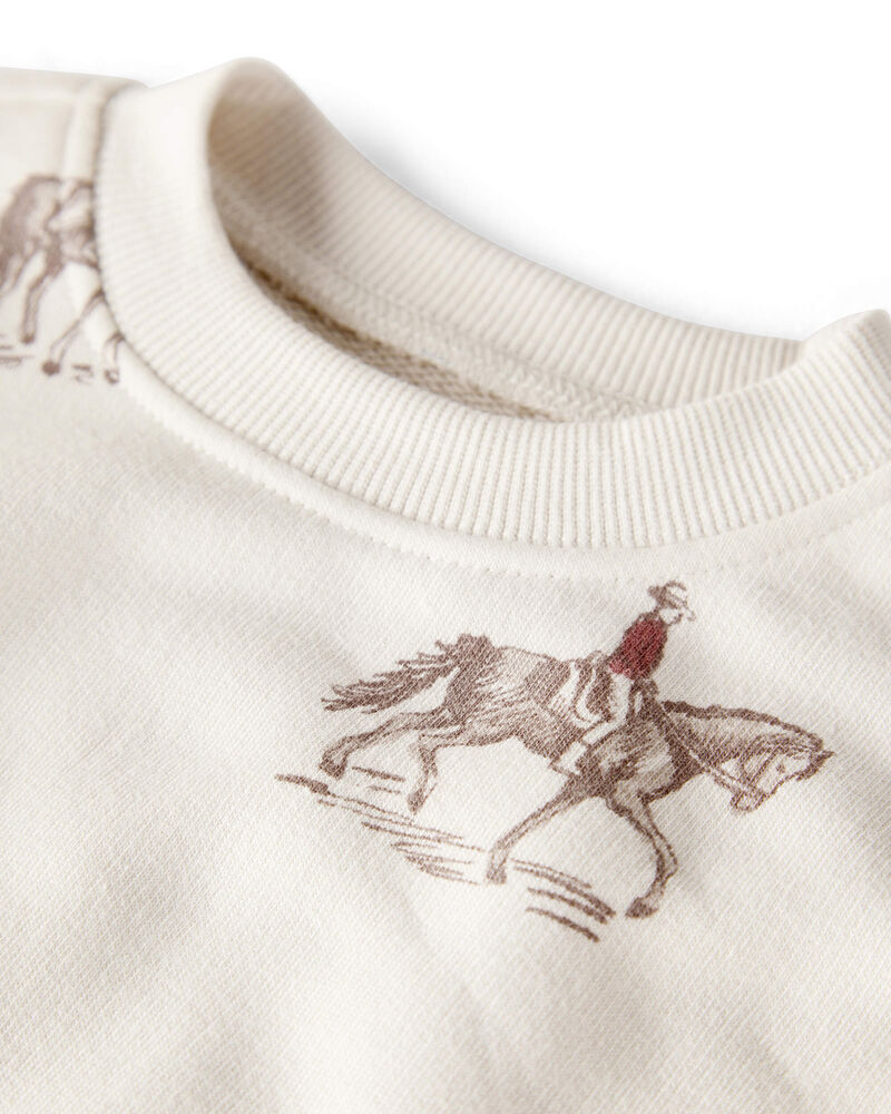 Baby French Terry Sweatshirt Made with Organic Cotton in Western Rodeo Print, image 2 of 4 slides