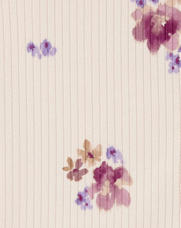 Kid Floral Print Button-Down Ribbed Tank - Ivory, 