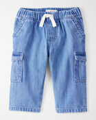 Baby Organic Cotton Denim Cargo Pants, image 1 of 6 slides