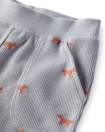 Toddler Organic Cotton Waffle Knit Set in Shadow Fox Print, 