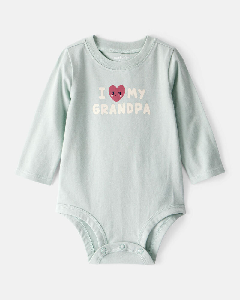 Baby Girl Cotton Long-Sleeve Graphic Bodysuit - Blue, image 1 of 3 slides