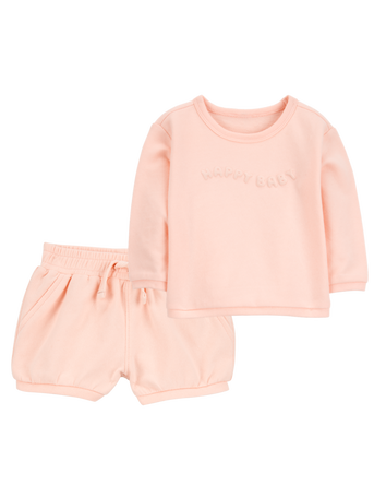 Baby 2-Piece French Terry Pullover & Short Set - Pink, 
