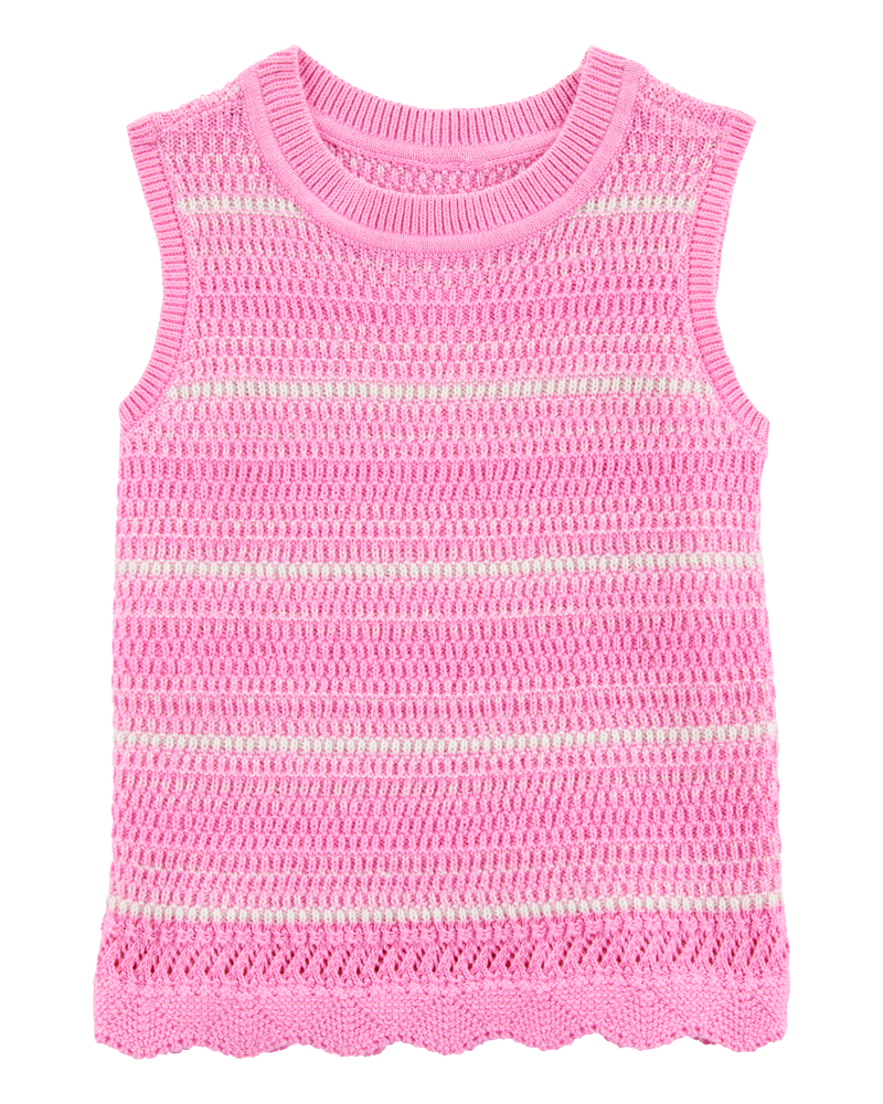 Toddler Striped Crotchet Knit Tank - Pink, image 1 of 4 slides