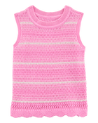 Toddler Striped Crotchet Knit Tank - Pink, image 1 of 4 slides