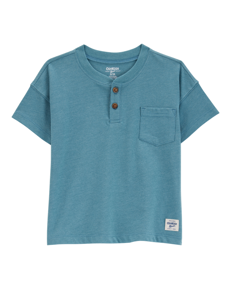 Toddler Pocket Henley Tee - Teal, image 1 of 3 slides