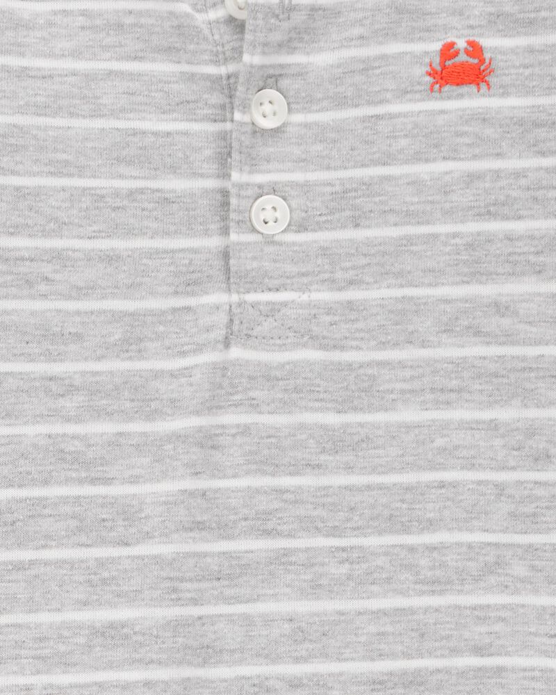 Baby Boy 2-Piece Striped Bodysuit & Pull-On Short Set - Grey/Orange, image 2 of 3 slides