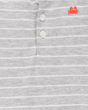 Baby Boy 2-Piece Striped Bodysuit & Pull-On Short Set - Grey/Orange, 