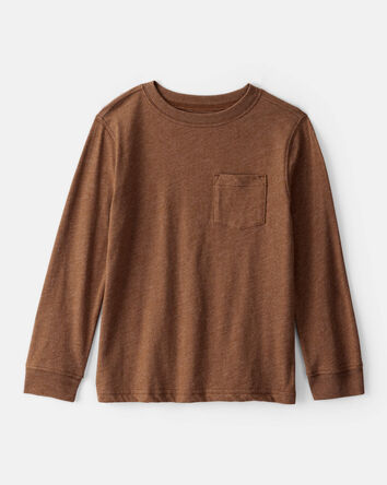 Boys Solid Long-Sleeve Tee - Brown, 