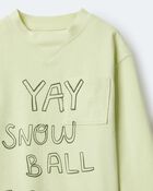 Toddler Snow Ball Fight!' Long-Sleeve Pocket Relaxed Graphic Tee - Lime, image 6 of 6 slides