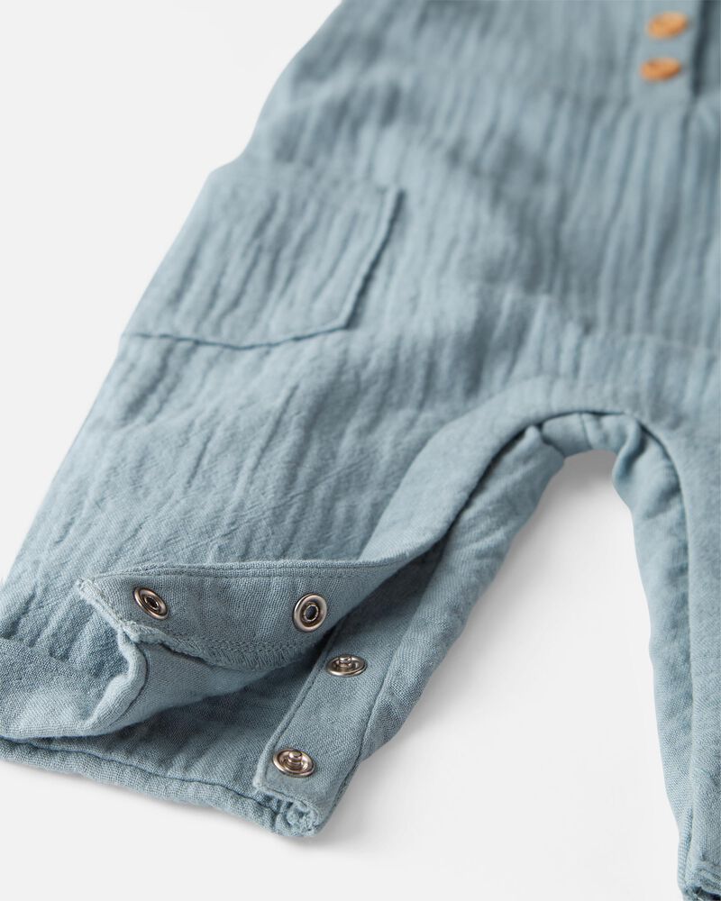 Baby Boy Organic Cotton Gauze Overall, image 3 of 6 slides