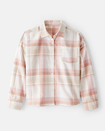 Girls Plaid Long-Sleeve Button-Down - Ivory, 