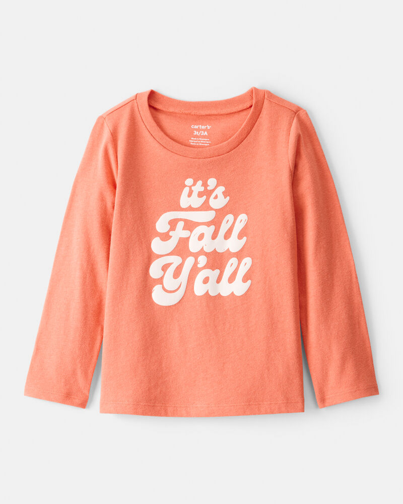 Toddler Girl It's Fall Y'all Long-Sleeve Graphic Tee - Orange, image 1 of 3 slides