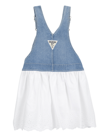 Baby Stretch Denim Eyelet Jumper Dress, 